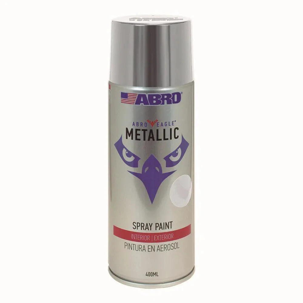Lata de aerosol ABRO Metallic de 400 ml con tapa plata: pintura en spray plata metálico 002C