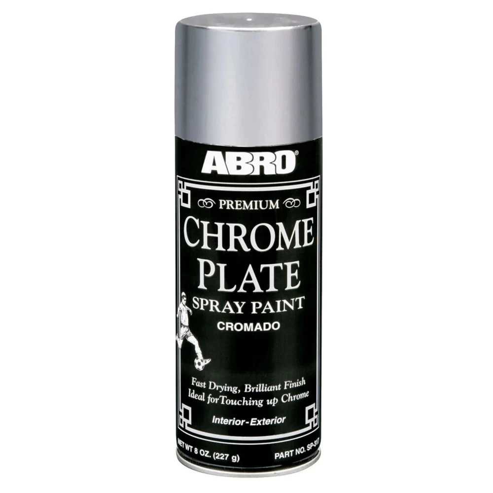 Lata de aerosol ABRO Premium Chrome Plate de 8 oz (227 g): pintura en spray cromo espejo 317C