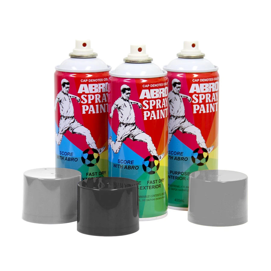 Latas de aerosol ABRO Spray Paint de 400 ml con tapas grises; pintura de alta temperatura aluminio 201C