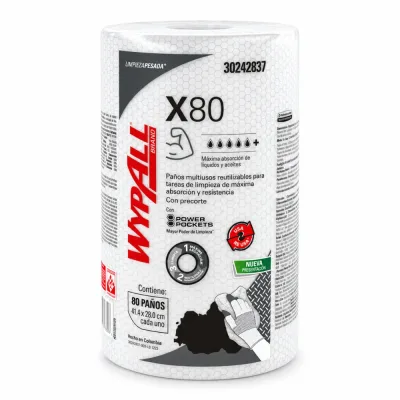 WYPALL X80 PAÑOS DE LIMPIEZA 80 PAÑOS | 30242837 | 41.4 X 28.0 CM