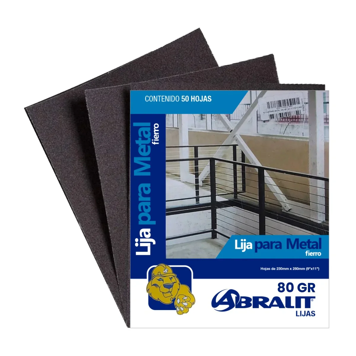 ABRALIT LIJA PARA METAL (FIERRO) GRANO 80 | ALM80 | 9″ X 11″ (PACK DE 50 HOJAS)