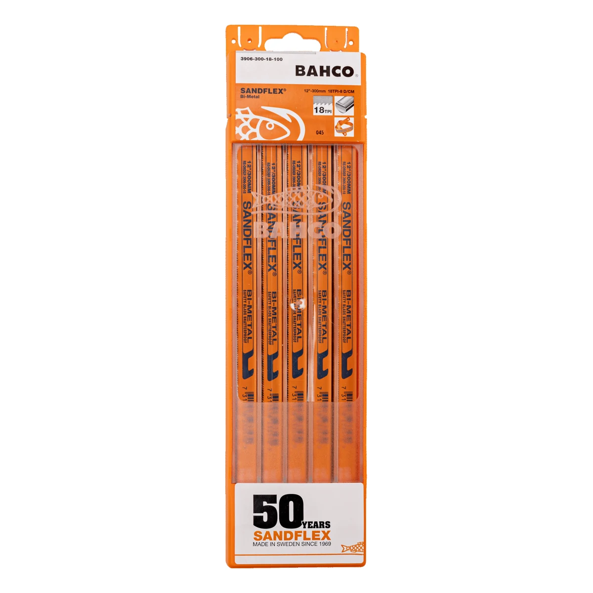 BAHCO HOJA DE SIERRA SANDFLEX BIMETÁLICA 18 DIENTES 12" X 1/2" | 3906-300-18-100 | PAQUETE DE 10 HOJAS