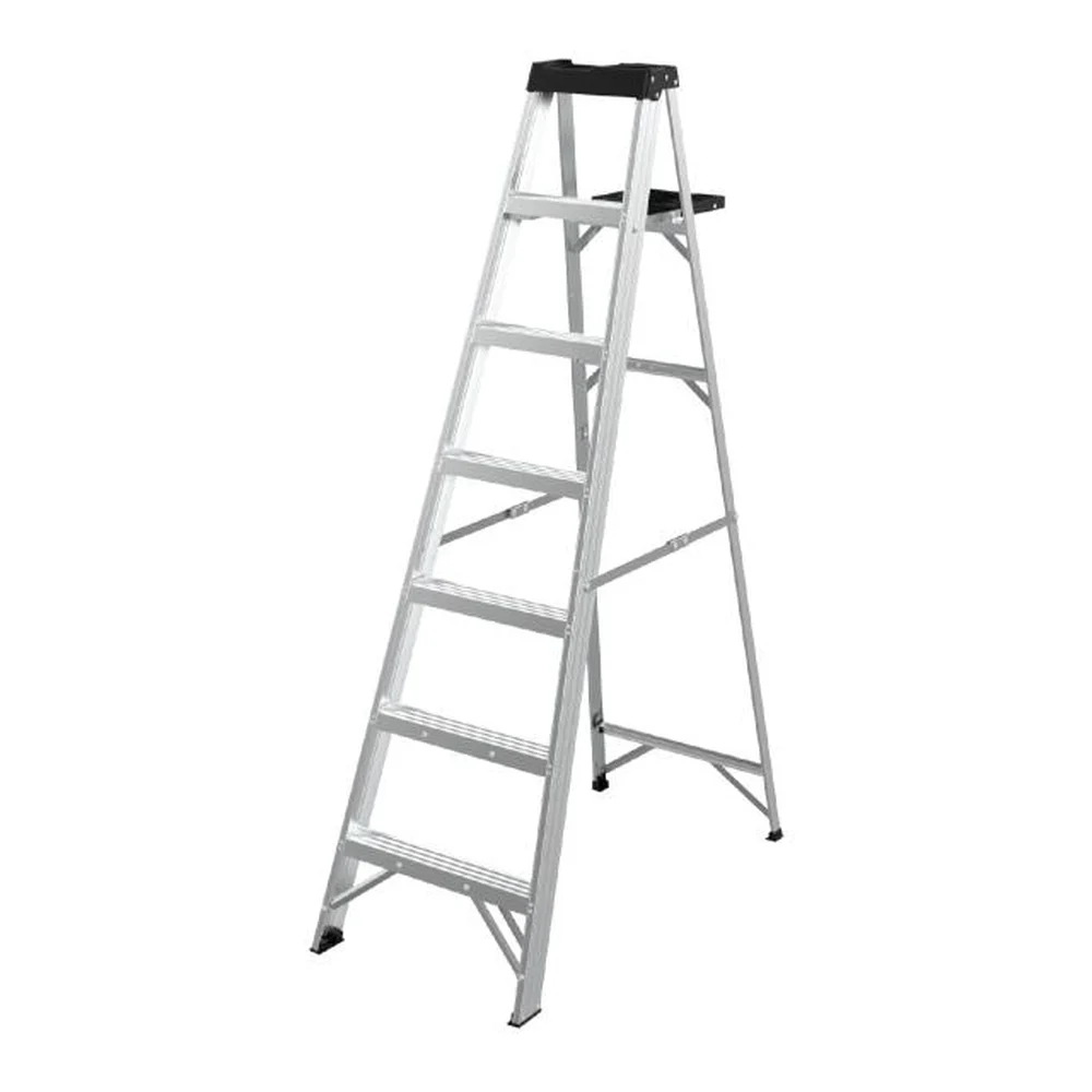 C&A PRO ESCALERA DE TIJERA DE ALUMINIO 7 PELDAÑOS CON BANDEJA 175 KG | 1700106200608