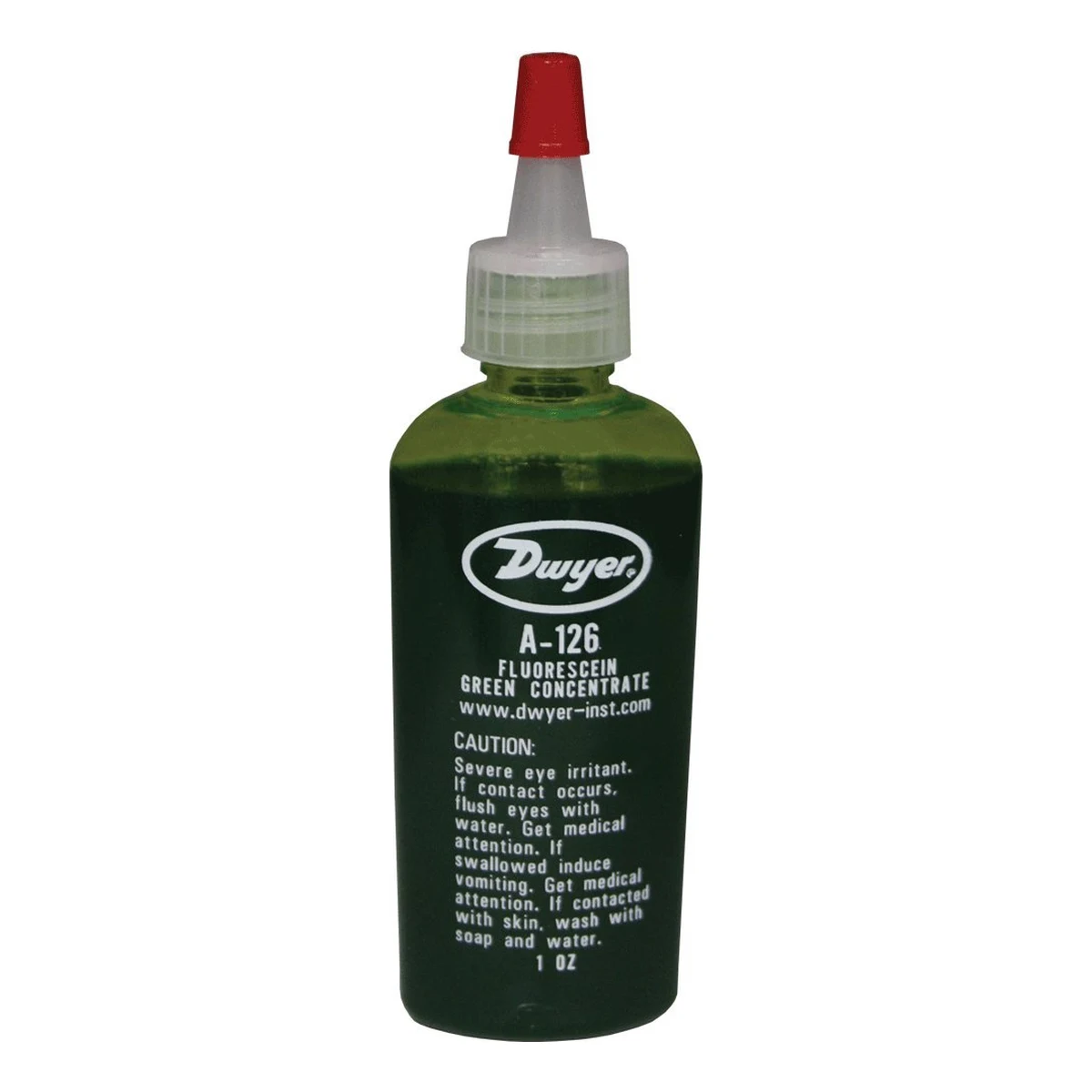 DWYER A-126 CONCENTRADO COLORANTE VERDE FLUORESCEÍNA PARA LÍQUIDO DE MANÓMETRO | 1 OZ Frasco gotero de 1 oz de Dwyer A-126, concentrado verde de fluoresceína para manómetros