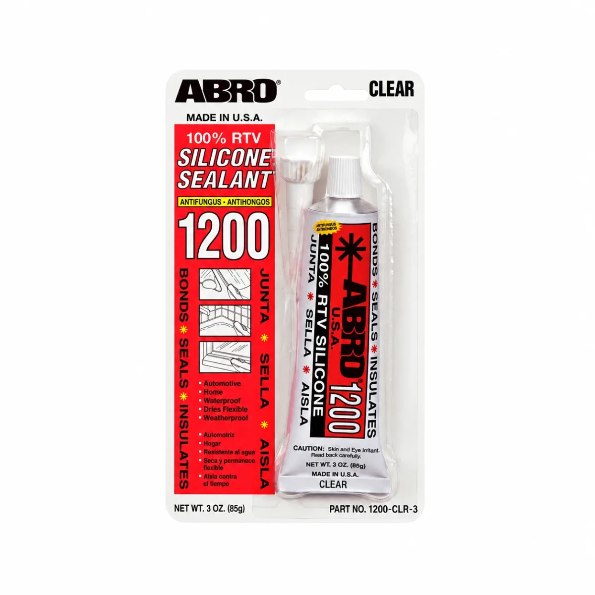 ABRO 1200 SILICONA ANTIHONGOS TRANSPARENTE (USA) | 1200-CLR-3 | 3 OZ