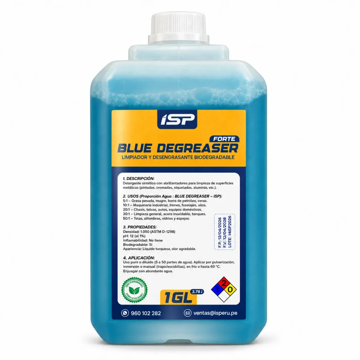 ISP BLUE DEGREASER FORTE - DESENGRASANTE ACUOSO BIODEGRADABLE | 1 GAL