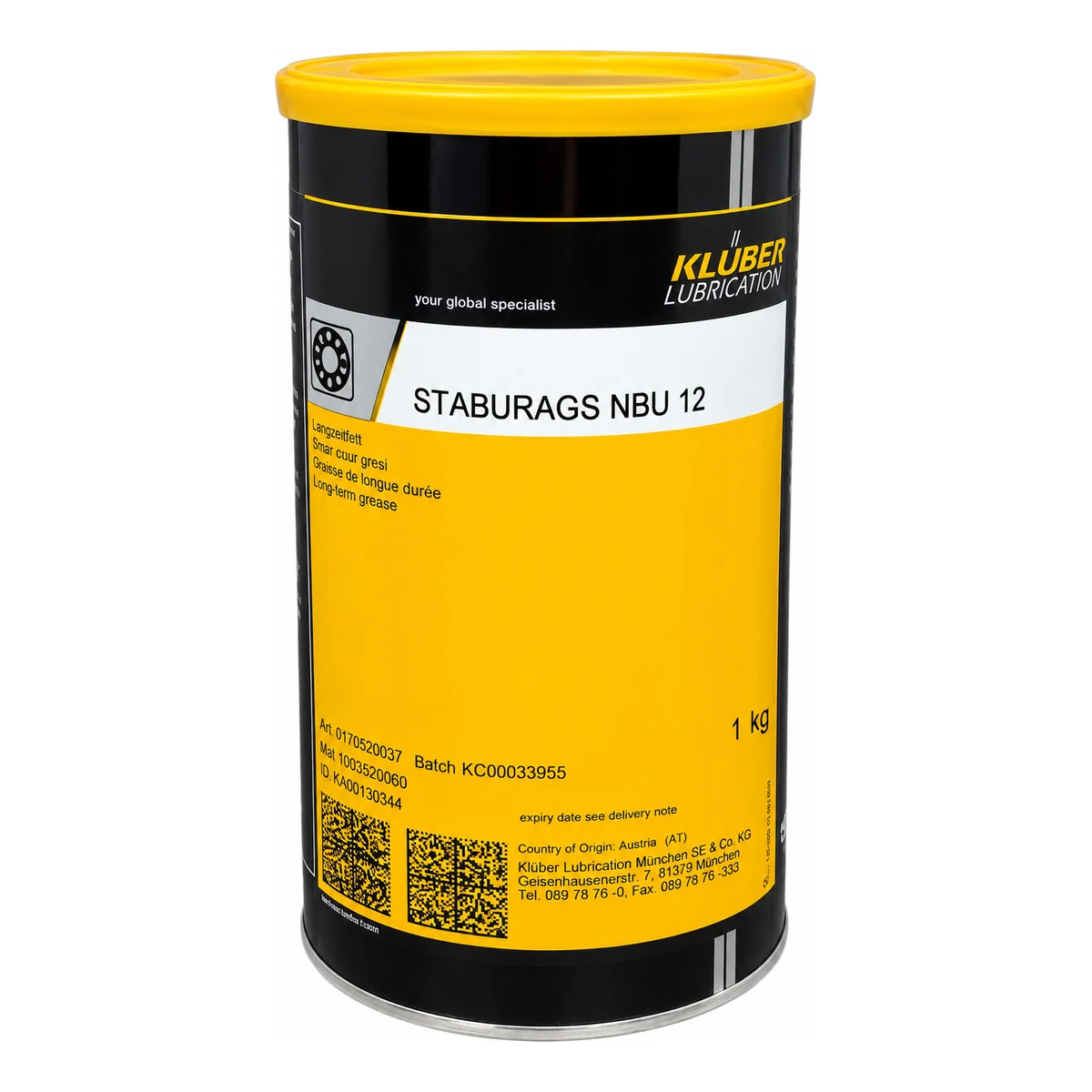 KLÜBER STABURAGS NBU 12 GRASA RESISTENTE AL DESGASTE | 0170520037 | 1 KG