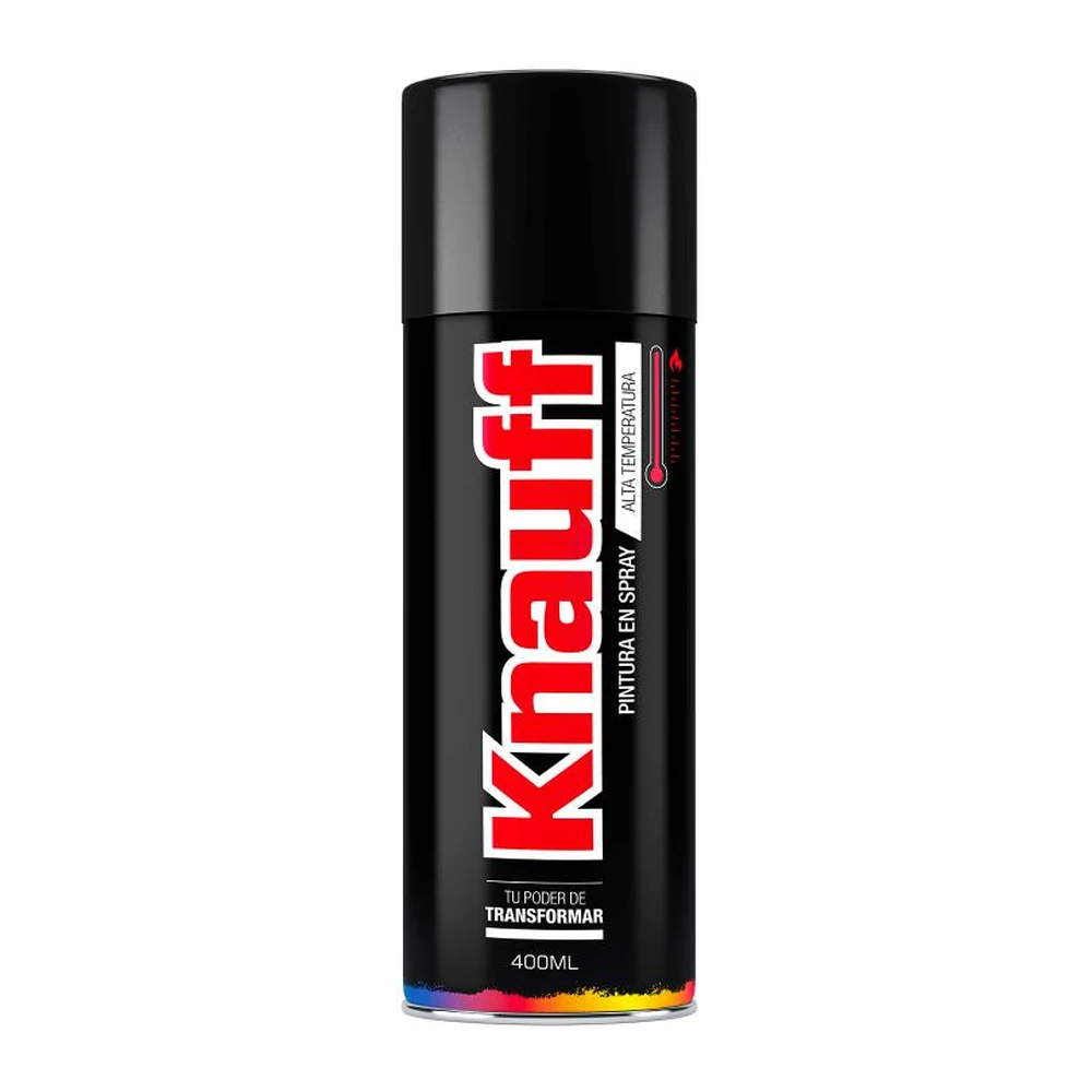 KNAUFF PINTURA EN SPRAY NEGRO BRILLANTE ALTA TEMPERATURA | #1604 | 400 ML