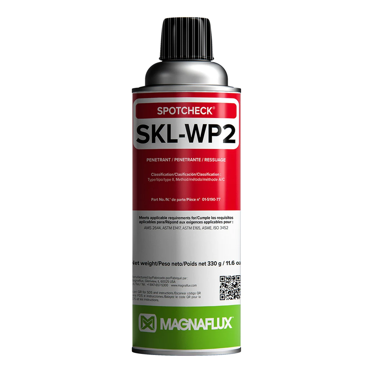 Aerosol Magnaflux Spotcheck SKL-WP2, penetrante rojo lavable con agua, lata de 11.6 oz (330 g)