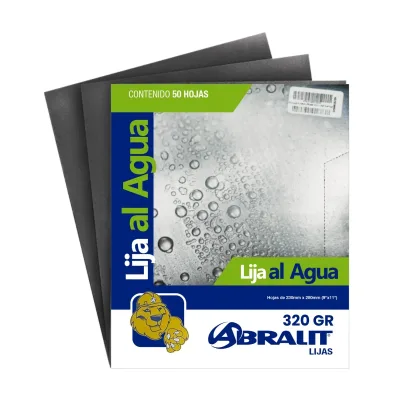 ABRALIT LIJA DE AGUA GRANO 320 | ALA320 | 9″ X 11″ (PACK DE 50 HOJAS)