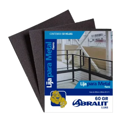 ABRALIT LIJA PARA METAL (FIERRO) GRANO 60 | ALM60 | 9″ X 11″ (PACK DE 50 HOJAS)