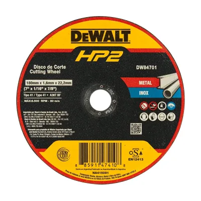 DEWALT HP2 DISCO DE CORTE PARA METAL E INOX 7" X 1/16" X 7/8" | DW84701 | CAJA DE 25 DISCOS