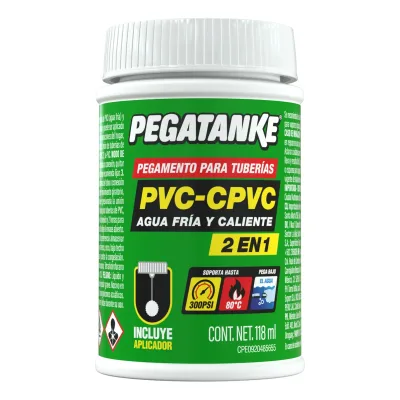 PEGATANKE PVC-CPVC PEGAMENTO PARA TUBERÍAS AGUA FRÍA Y CALIENTE | 7862117300809 | 118 ML