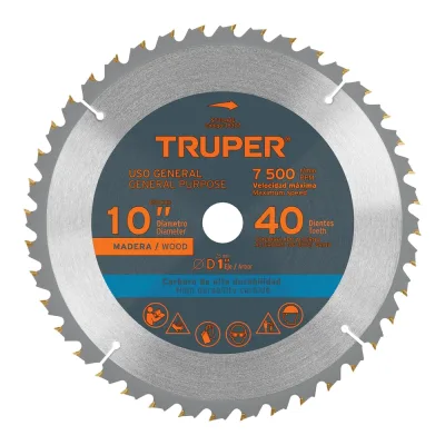 TRUPER ST-1040E DISCO DE SIERRA CIRCULAR 10" 40 DIENTES PARA MADERA | 18307