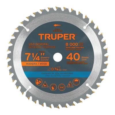 TRUPER ST-740 DISCO DE SIERRA CIRCULAR 7-1/4" 40 DIENTES PARA MADERA | 18301