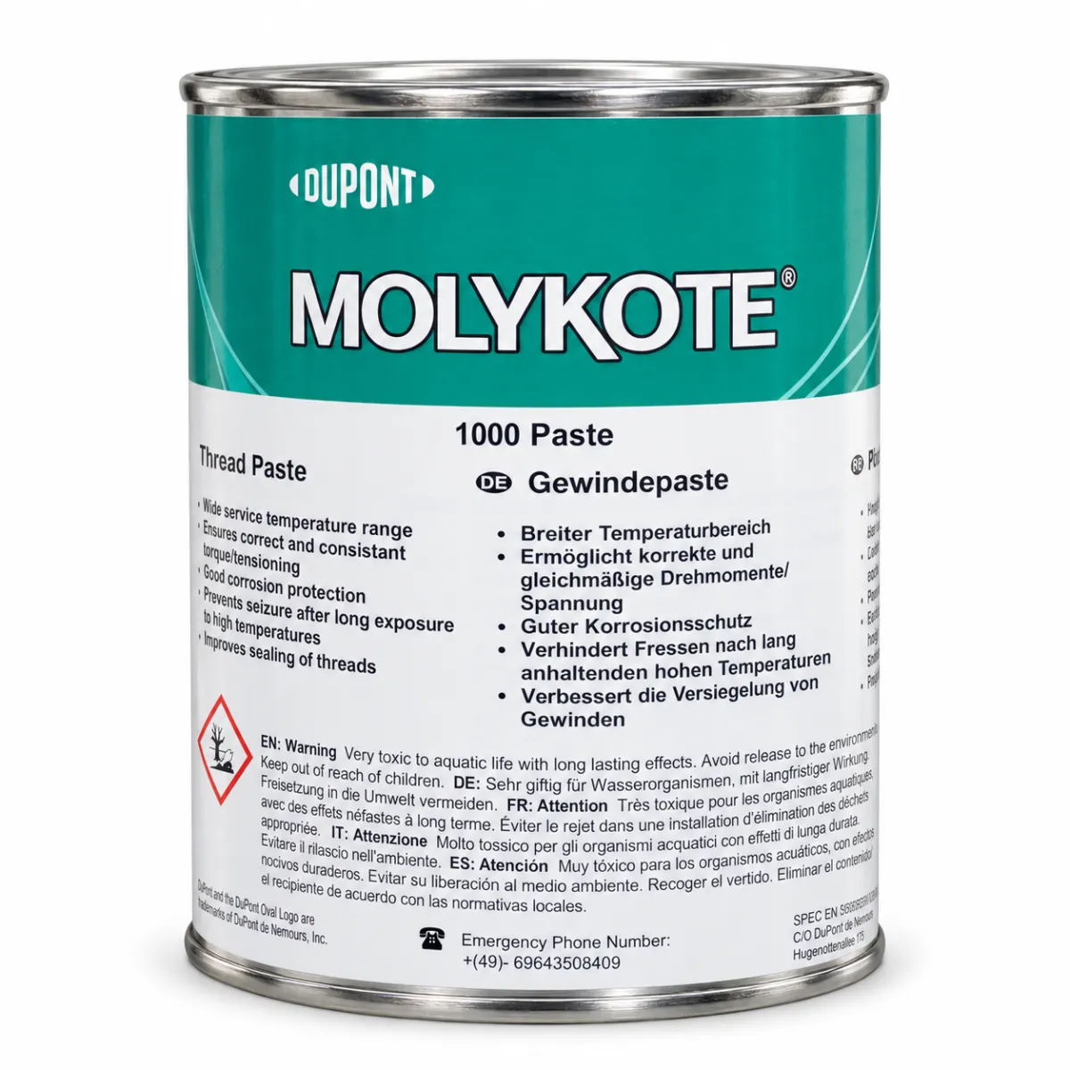 MOLYKOTE 1000 PASTA LUBRICANTE DE ALTA TEMPERATURA PARA UNIONES METÁLICAS | 4045292 | 1 KG