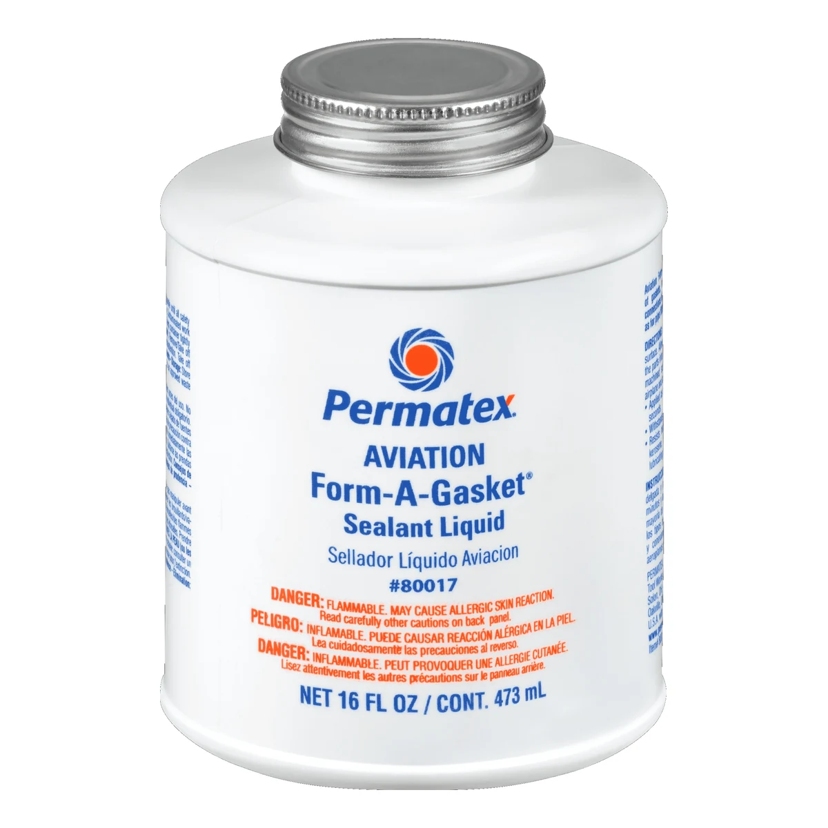 PERMATEX AVIATION FORM-A-GASKET N° 3 SELLADOR DE JUNTAS | 80017 | 16 OZ Lata de 16 fl oz (473 ml) con brocha de Permatex Aviation Form-A-Gasket N° 3 80017, sellador líquido de juntas