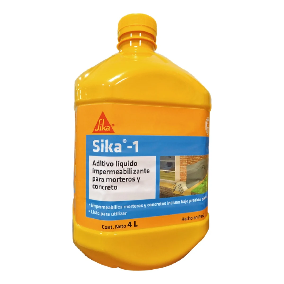 SIKA SIKA-1 ADITIVO IMPERMEABILIZANTE PARA MORTERO Y CONCRETO | 4 L Bidón de 4 L de Sika-1, aditivo líquido impermeabilizante para mortero y concreto