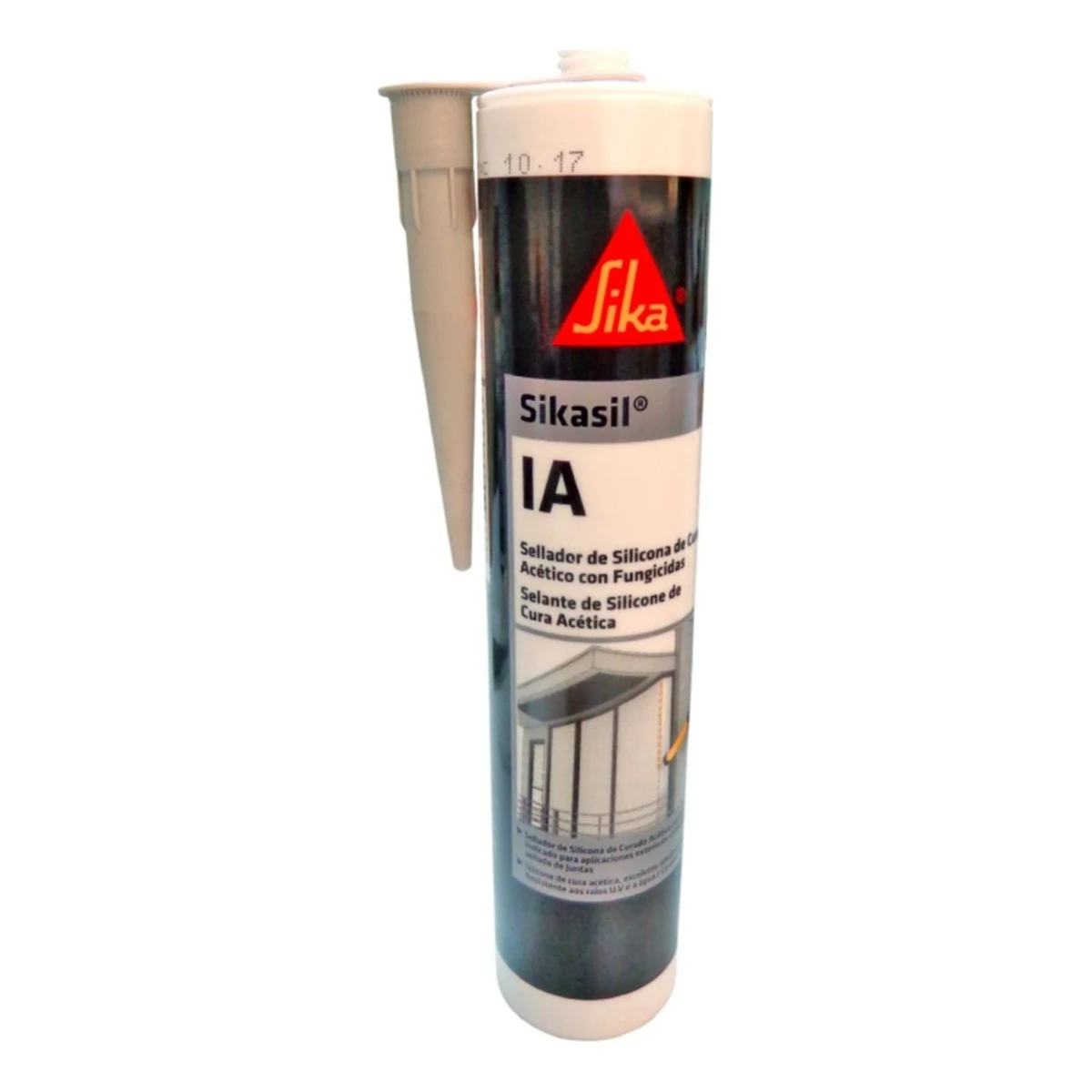 Cartucho de 280 ml de Sikasil IA gris, silicona acética con fungicidas