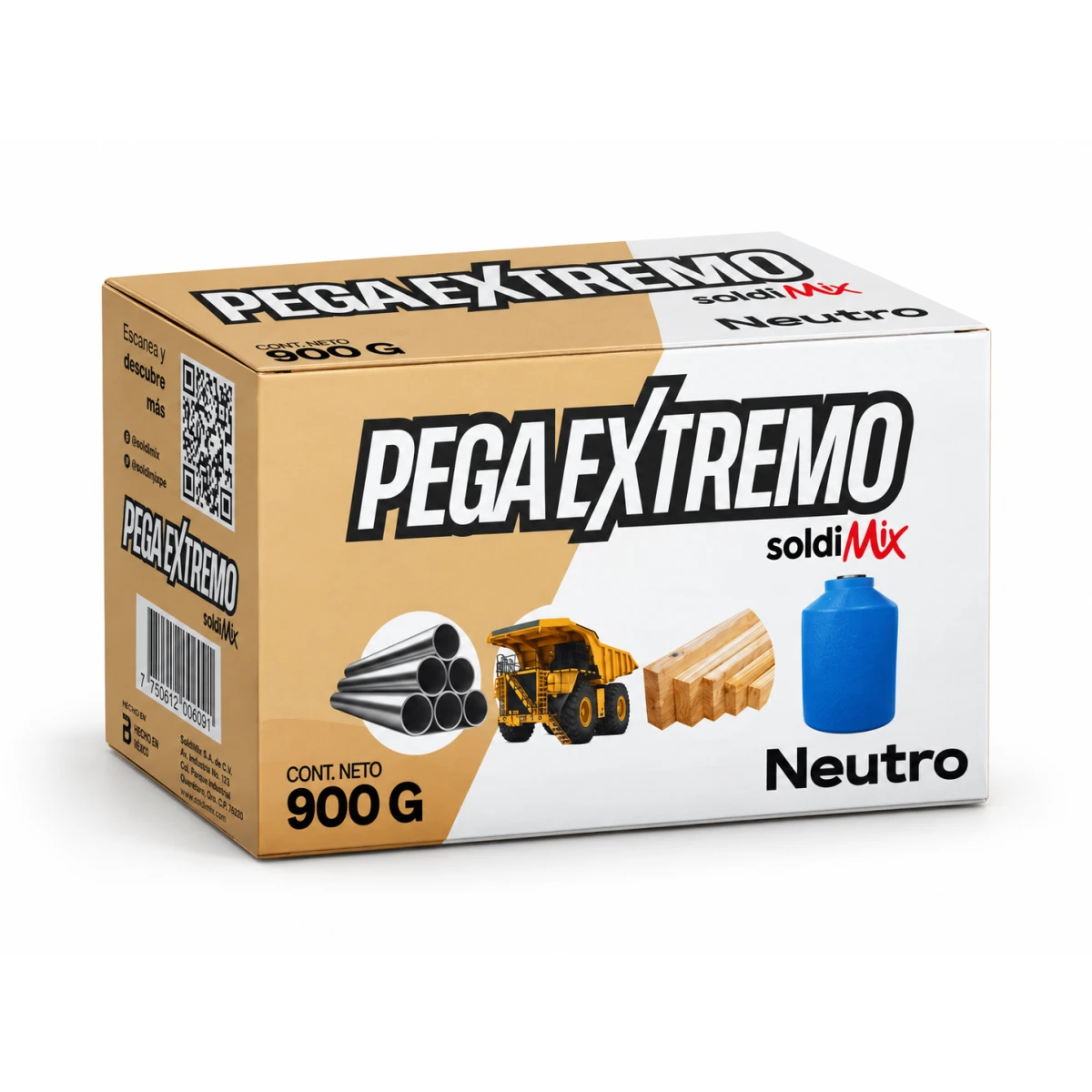 Caja de Soldimix Pega Extremo neutro PEN9 de 900 g con sus dos latas de 1/8 de galón
