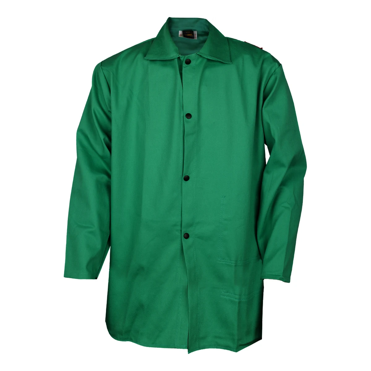 Casaca de soldador Tillman 6230 de 36" de algodón ignífugo verde, con broches (623036L, talla L)