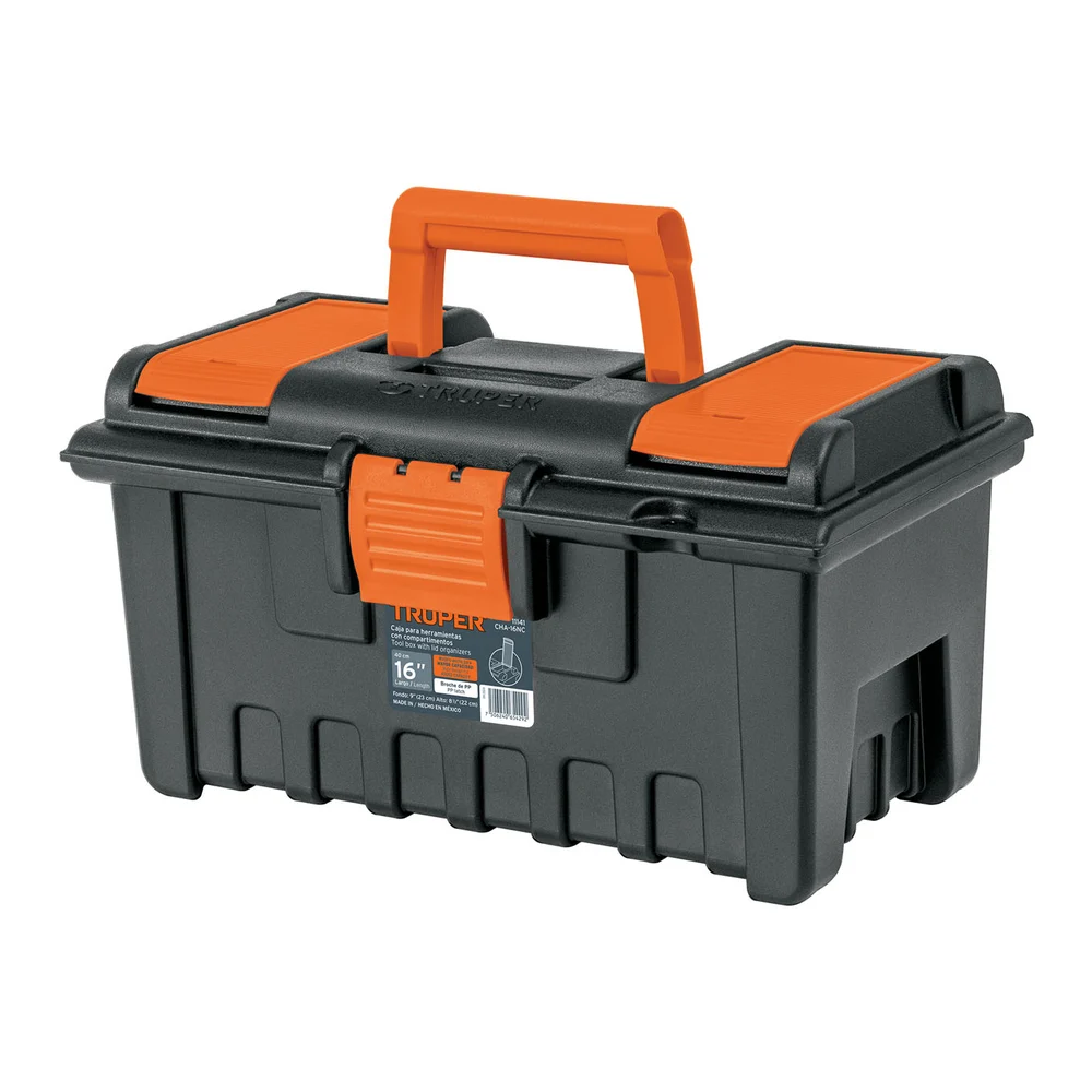 TRUPER CAJA DE HERRAMIENTAS 16" CON COMPARTIMENTOS EN LA TAPA | 11141