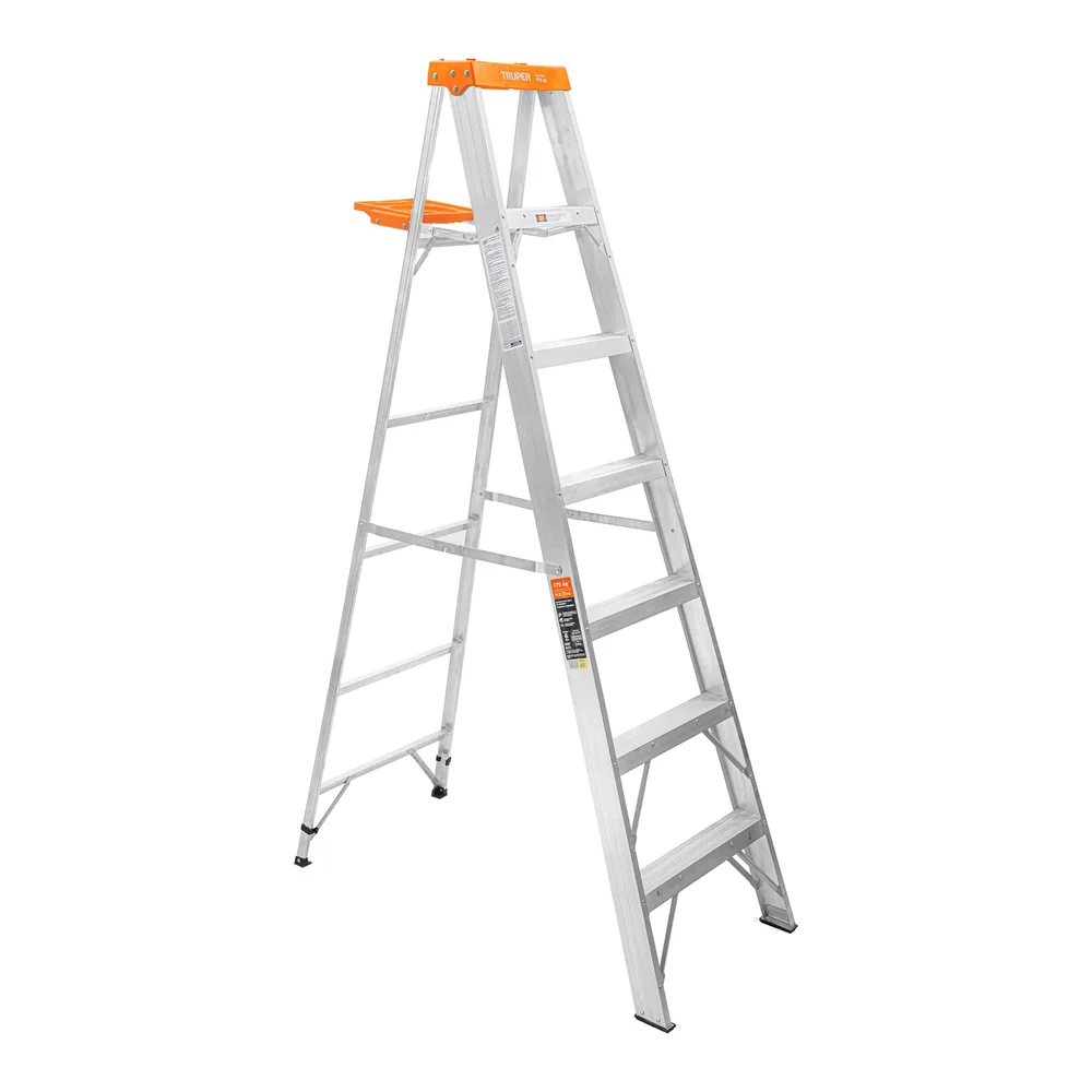 TRUPER ESCALERA DE TIJERA DE ALUMINIO 6 PELDAÑOS CON BANDEJA TIPO II 175 KG | 16744