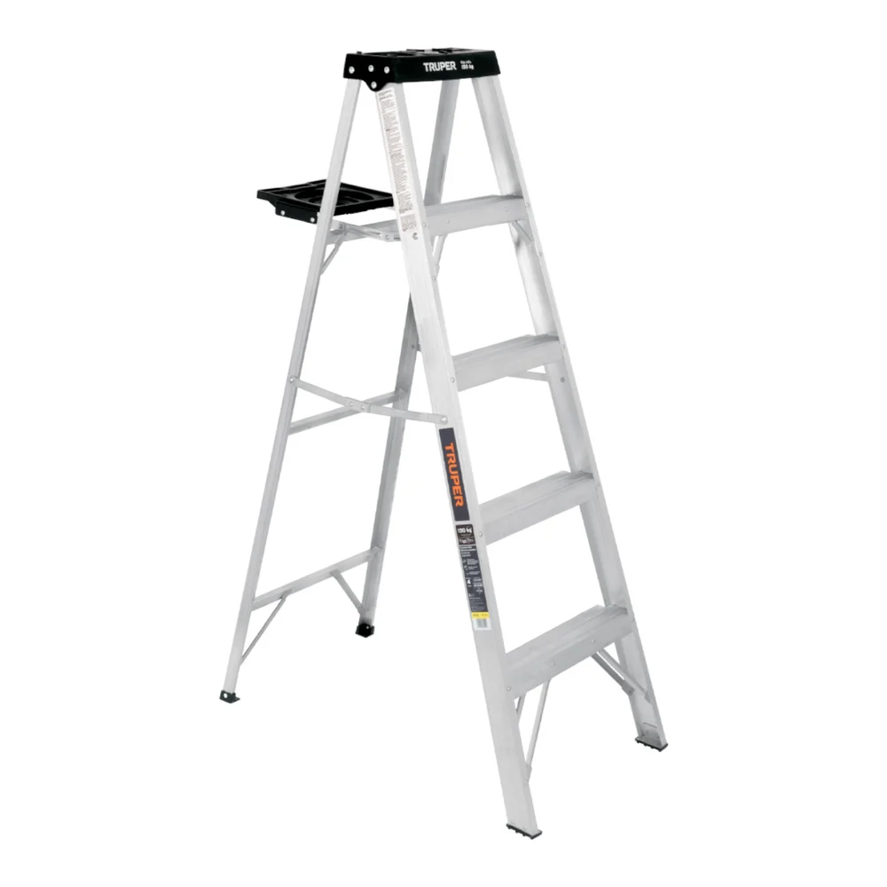 TRUPER ESCALERA DE TIJERA DE ALUMINIO 4 PELDAÑOS CON BANDEJA TIPO III 150 KG | 16742
