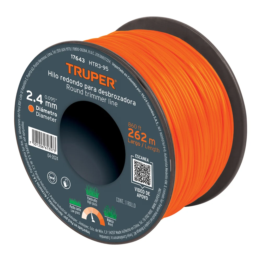 TRUPER HILO REDONDO PARA DESBROZADORA 2.4 MM X 262 M | 17643