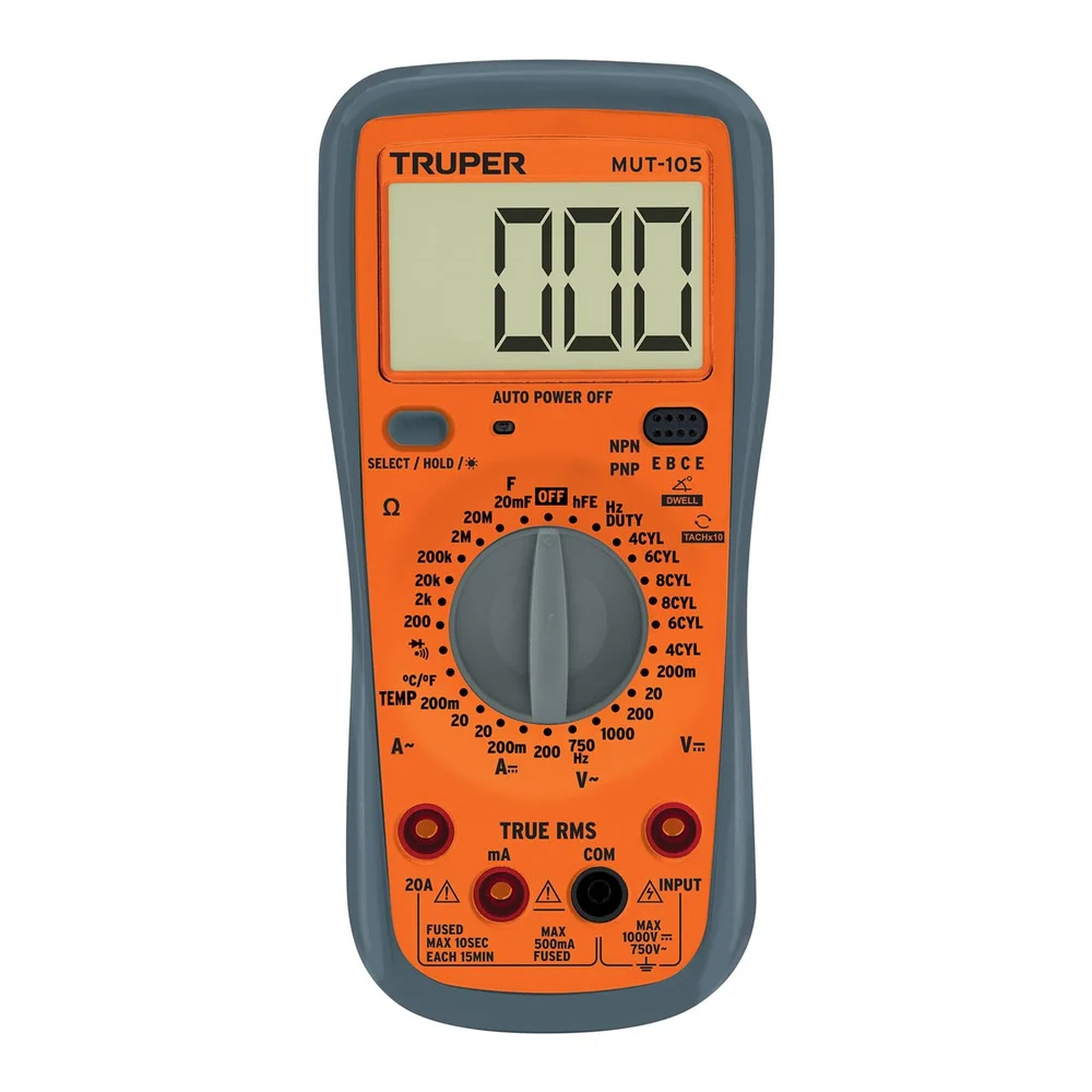 TRUPER MUT-105 MULTÍMETRO DIGITAL AUTOMOTRIZ TRUE RMS | 10403