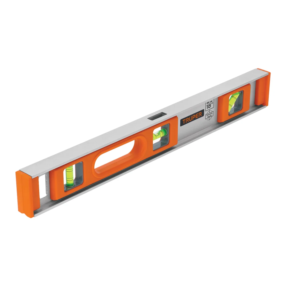 TRUPER NIVEL DE ALUMINIO PROFESIONAL 18" CON PROTECCIÓN DE ABS | 17034