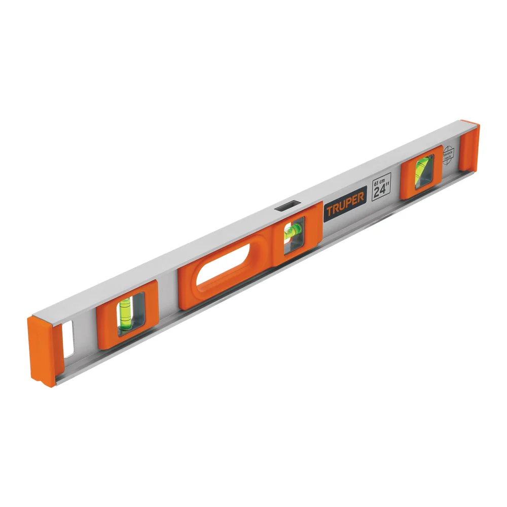 TRUPER NIVEL DE ALUMINIO PROFESIONAL 24" CON PROTECCIÓN DE ABS | 17036