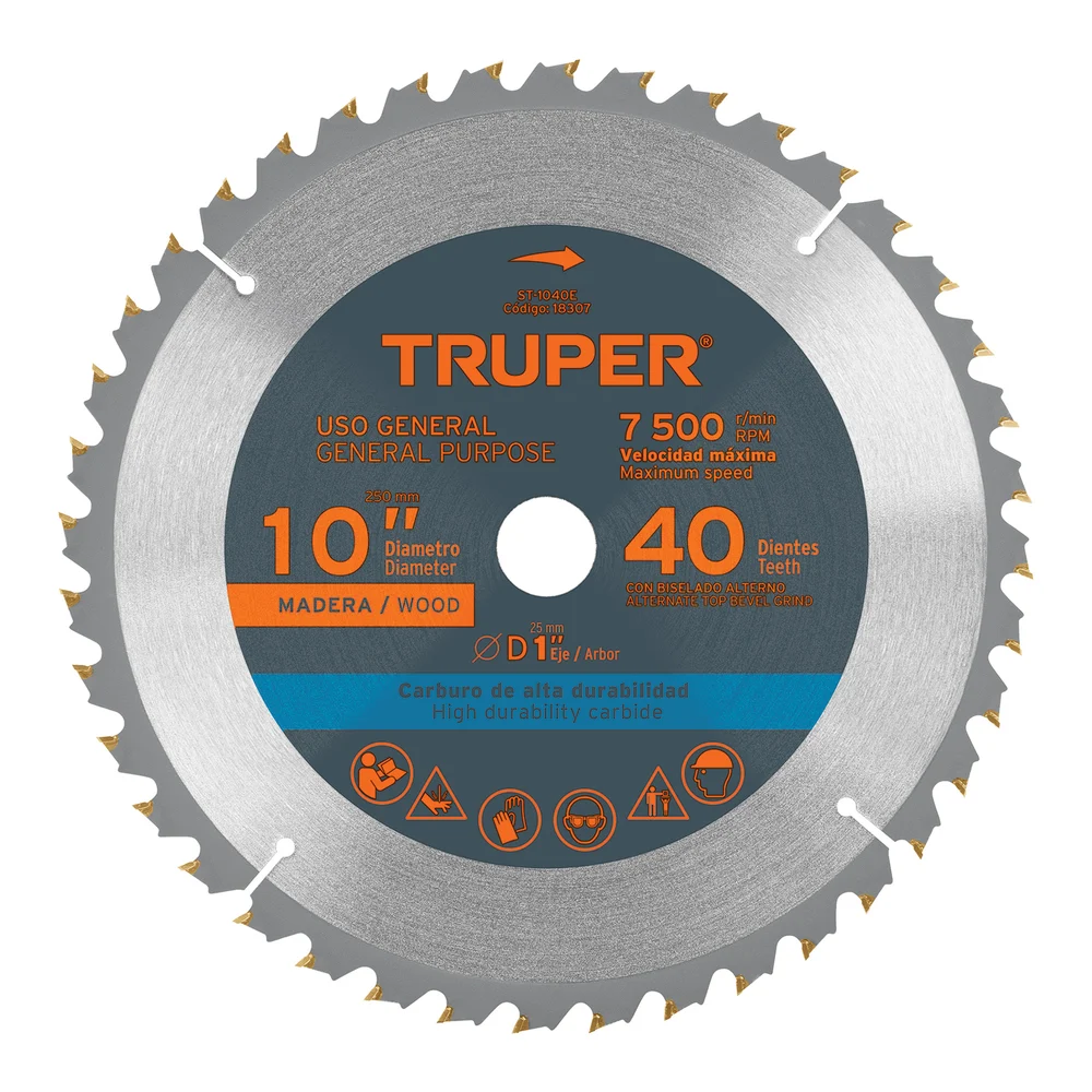 TRUPER ST-1040E DISCO DE SIERRA CIRCULAR 10" 40 DIENTES PARA MADERA | 18307