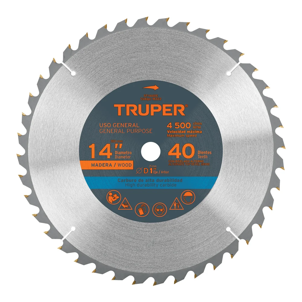 TRUPER ST-1440E DISCO DE SIERRA CIRCULAR 14" 40 DIENTES PARA MADERA | 18322