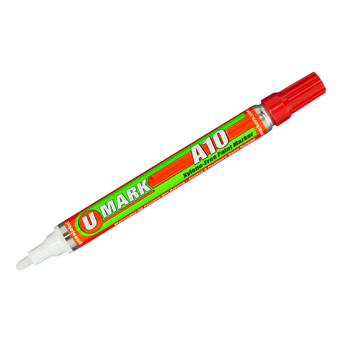 U-MARK MARCADOR PERMANENTE PARA METALES A10 ROJO | 10104 | 10 ML Marcador para metal U-Mark A10 color rojo (10104), rotulador de pintura permanente de 10 ml