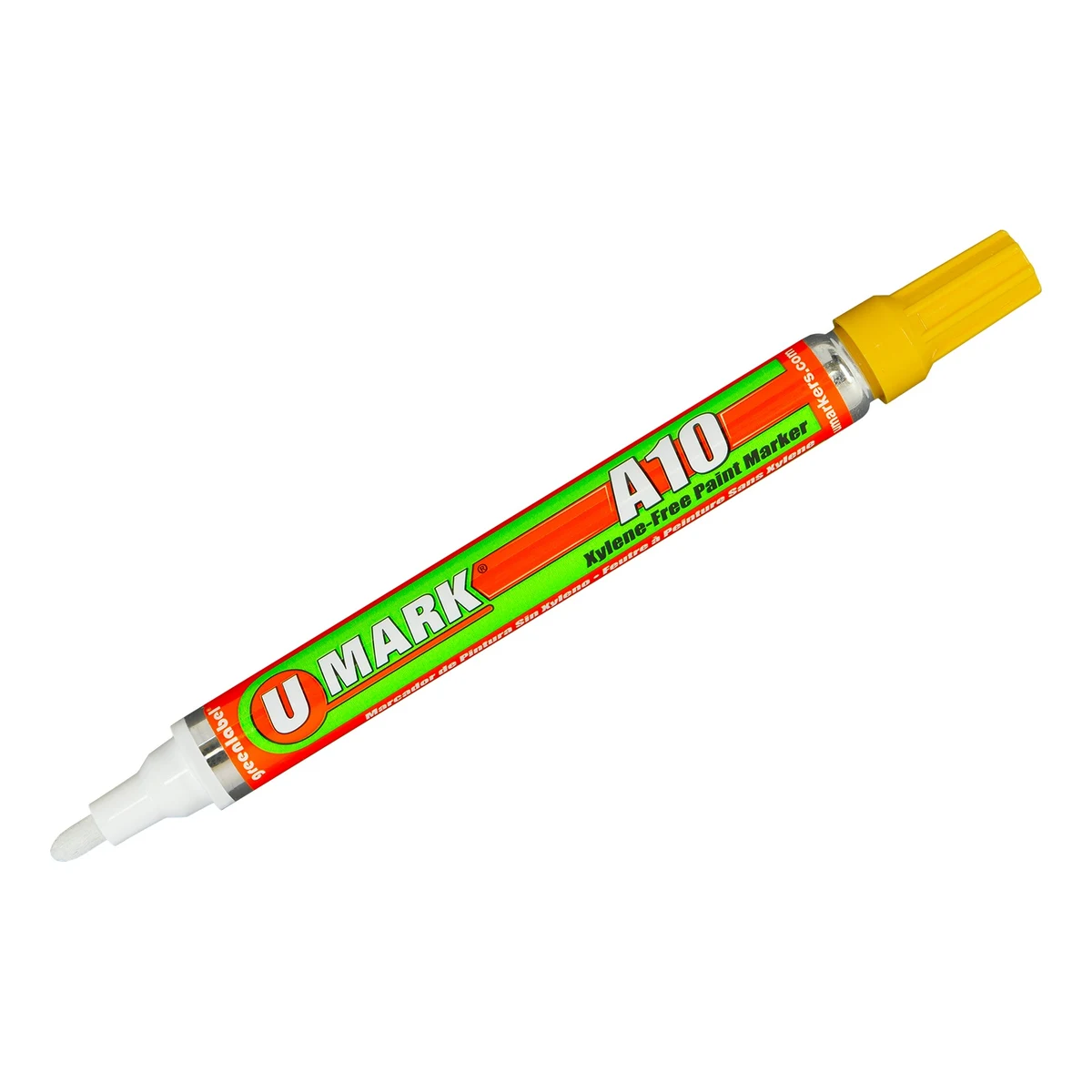 U-MARK MARCADOR PERMANENTE PARA METALES A10 AMARILLO | 10106 | 10 ML Marcador para metal U-Mark A10 color amarillo (10106), rotulador de pintura permanente de 10 ml