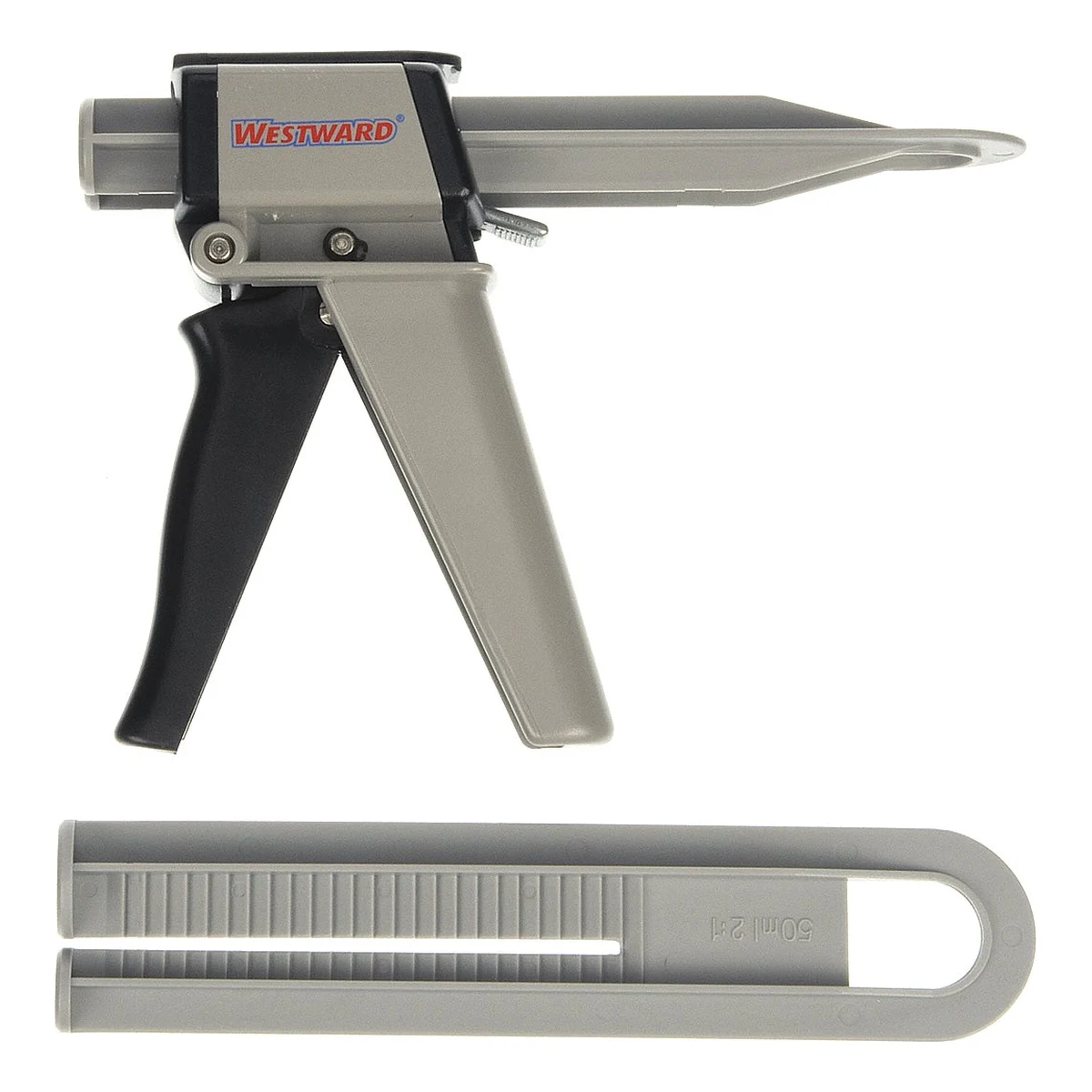 Aplicador manual Westward 48H964 para cartuchos dobles de 50 ml, con su émbolo para proporción 2:1