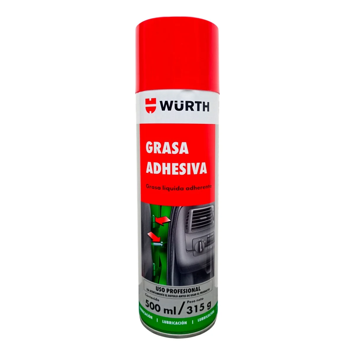 WURTH GRASA ADHESIVA LÍQUIDA EN SPRAY | 00893 870 515 | 500 ML Aerosol de 500 ml de grasa adhesiva Würth en spray