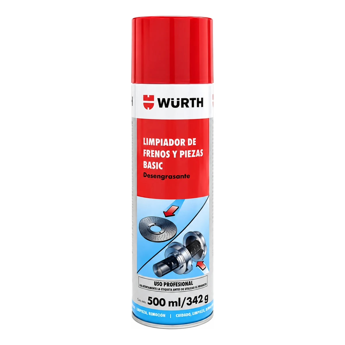 WURTH LIMPIADOR DE FRENOS Y PIEZAS BASIC DESENGRASANTE EN AEROSOL | 00890 108 011 | 500 ML