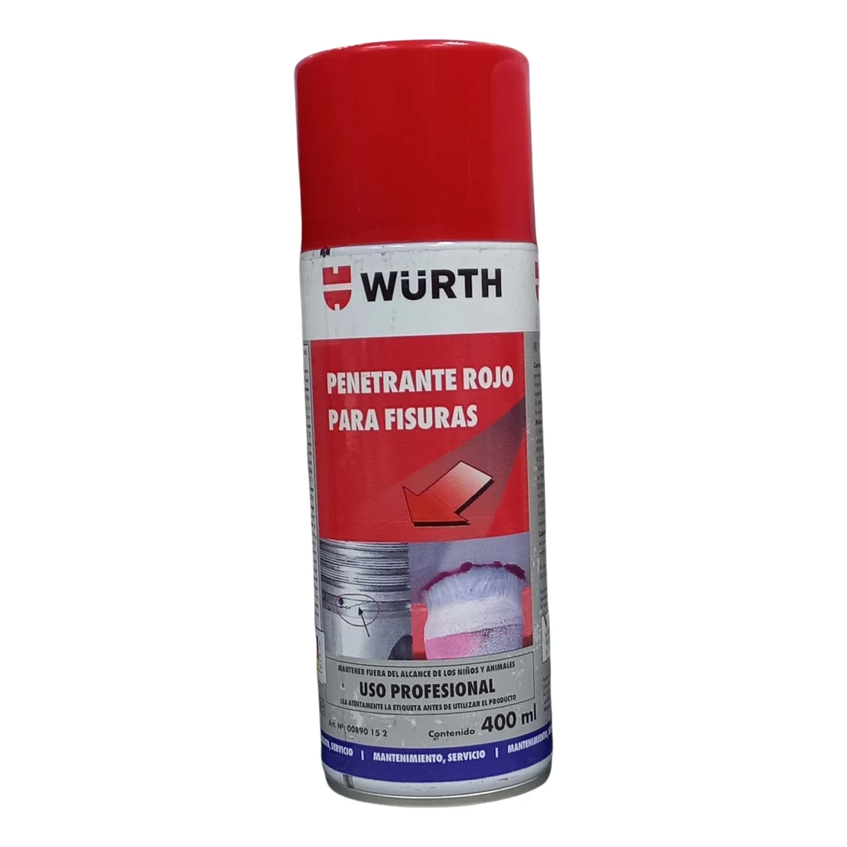 WURTH PENETRANTE ROJO PARA FISURAS (KIT DETECTOR DE FISURAS) | 30890 15 2 | 400 ML Aerosol de 400 ml de Würth penetrante rojo para fisuras