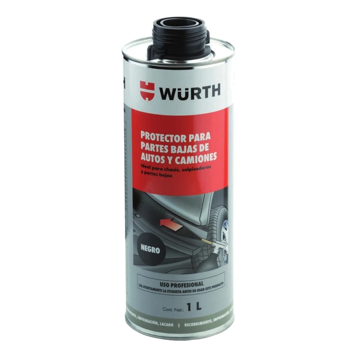 WURTH PROTECTOR DE BAJOS UNDERCOATING ANTIGRAVILLA NEGRO | 00892 075 002 | 1 L Lata de 1 L de Würth protector para partes bajas de autos y camiones (undercoating) negro