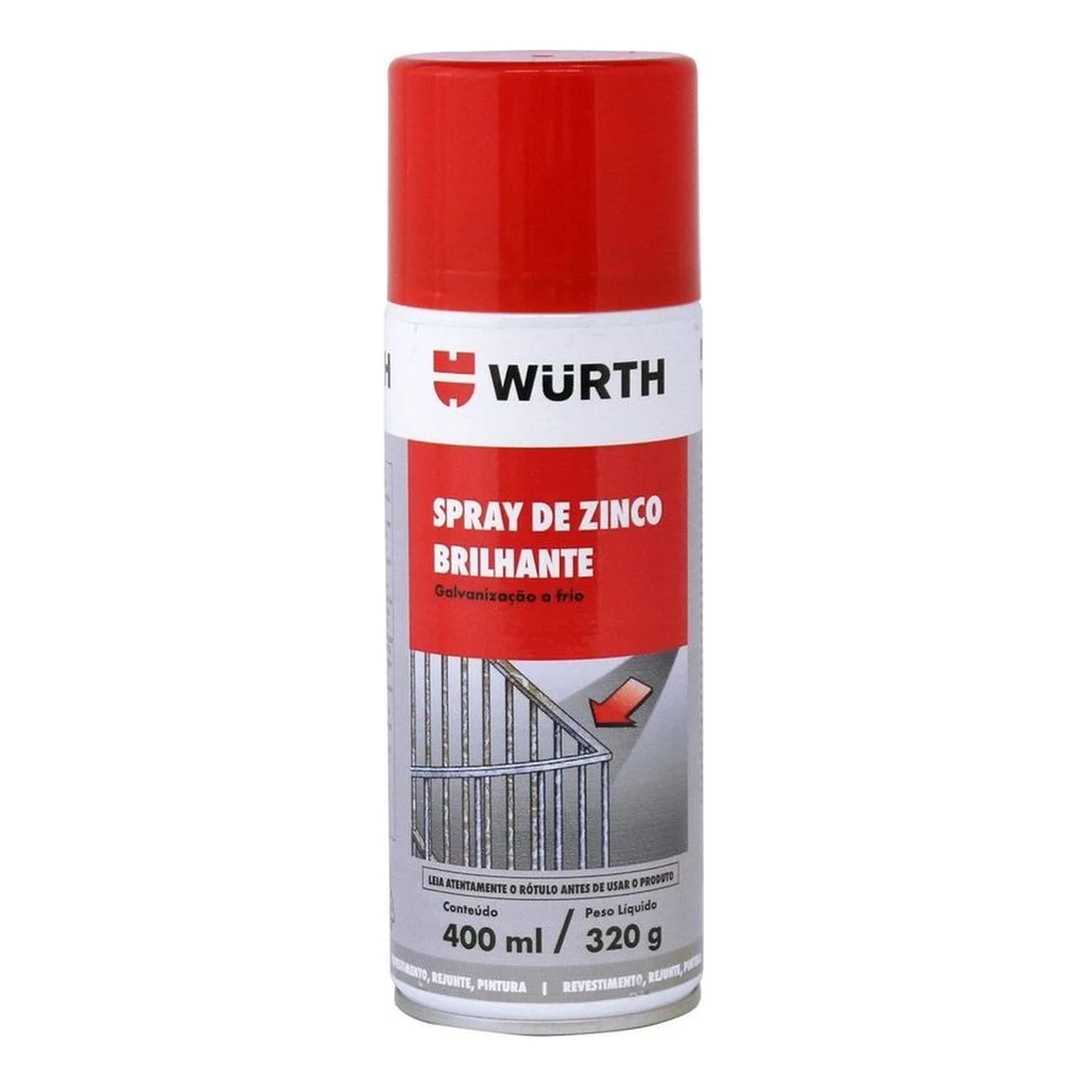 Aerosol de 400 ml de Würth Spray de Zinc Brillante para galvanizado en frío