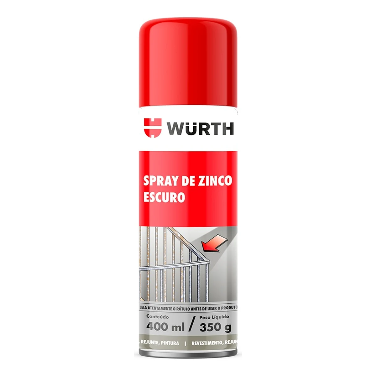 Aerosol de 400 ml de Würth Spray de Zinc Oscuro para galvanizado en frío